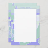 抽象芸術サーフィンパープルグリーンパーソナライズされた名 ノートカード (正面/裏面)