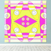 抽象芸術サーフィンブライトピンクグリーンバブルガム キャンバスプリント (インサイチュ (ウッドフロア))