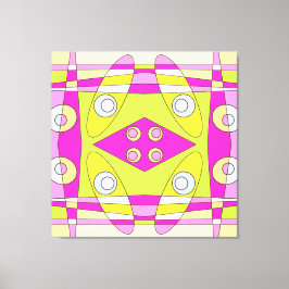 抽象芸術サーフィンブライトピンクグリーンバブルガム キャンバスプリント