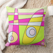 抽象芸術サーフィンブライトピンクグリーンバブルガム クッション (ブランケット)