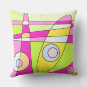 抽象芸術サーフィンブライトピンクグリーンバブルガム クッション (裏面)