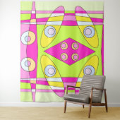 抽象芸術サーフィンブライトピンクグリーンバブルガム タペストリー (インサイチュ)