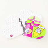 抽象芸術サーフィンブライトピンクグリーンバブルガム ノートブック (内部)