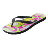 抽象芸術サーフィンブライトピンクグリーンバブルガム ビーチサンダル (アングル)