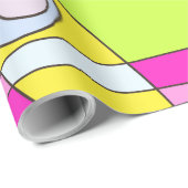 抽象芸術サーフィンブライトピンクグリーンバブルガム ラッピングペーパー (ロールコーナー)