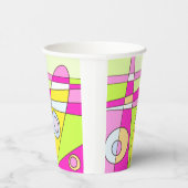 抽象芸術サーフィンブライトピンクグリーンバブルガム 紙コップ (右)