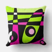 抽象芸術サーフィンホットピンクライムグリーンブラック クッション (裏面)