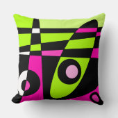 抽象芸術サーフィンホットピンクライムグリーンブラック クッション (正面)