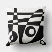 抽象芸術サーフィンホワイトブラックチェック クッション (裏面)