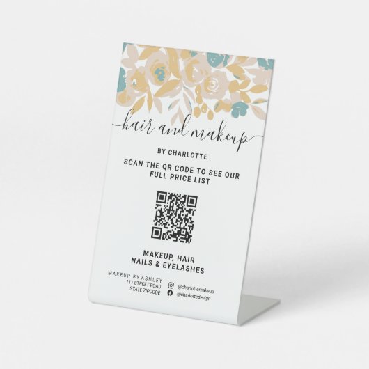 抽象芸術シはっきりしたックフローラ化粧デジタルQR価格 台座サイン (正面)