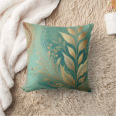 抽象芸術シアン – ゴールデンリーフアートワークスタイル12 クッション (ブランケット)