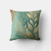 抽象芸術シアン – ゴールデンリーフアートワークスタイル12 クッション (裏面)