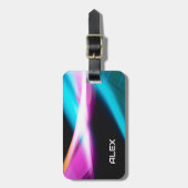 抽象芸術シアン、マゼンタ、ブラックのダイナミックiPhoneケース ラゲッジタグ (正面縦)