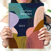 抽象芸術シェイプのジオメトリックライン名前をカスタムする プランナー手帳