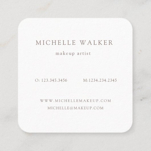 抽象芸術シェイプのテクスチャモダンメイクアップアーティスト スクエア名刺 (裏面)