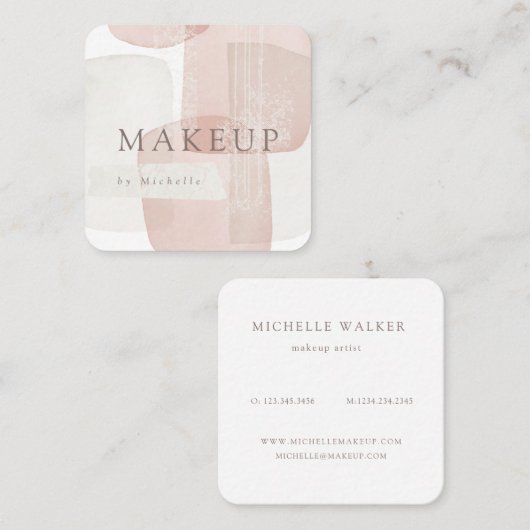 抽象芸術シェイプのテクスチャモダンメイクアップアーティスト スクエア名刺 (正面/裏面)