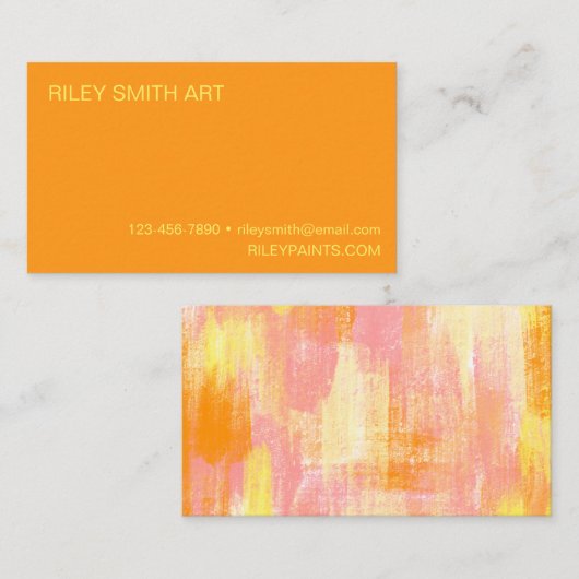 抽象芸術シェイプオレンジ色イエローピンクボホ 名刺 (正面/裏面)