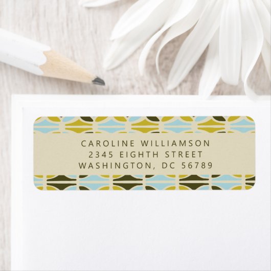 抽象芸術シェイプグリーンブルーシャワー差出人住所 ラベル (インサイチュ)