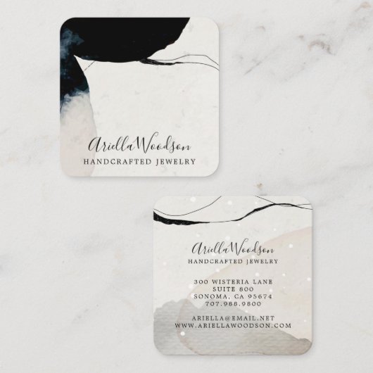 抽象芸術シェイプジュエリーデザイナーシックスクエアブシン スクエア名刺 (正面/裏面)