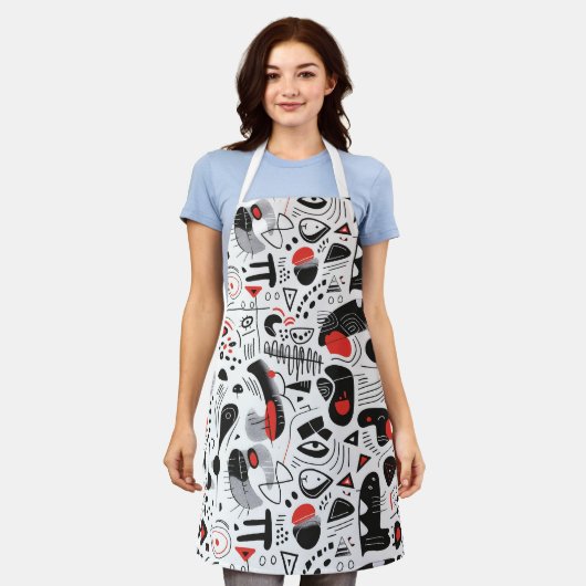 抽象芸術シェイプパターン エプロン (着用した状態)