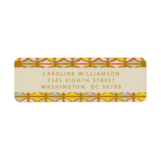抽象芸術シェイプピンクイエローシャワー差出人住所 ラベル (正面)