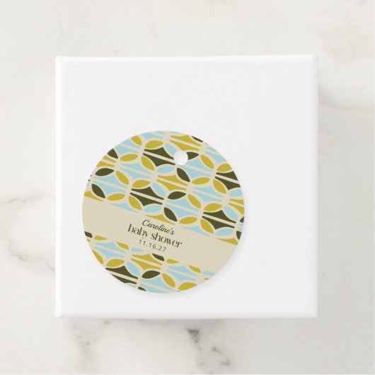 抽象芸術シェイプ緑の青いカスタム赤ちゃんシャワー フェイバータグ (インサイチュ)