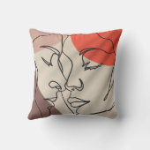 抽象芸術シェイプ1行スケッチミニマリストカップル クッション (裏面)