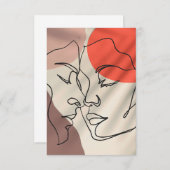 抽象芸術シェイプ1行スケッチミニマリストカップル サンキューカード (正面/裏面)