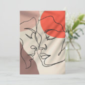 抽象芸術シェイプ1行スケッチミニマリストカップル シーズンカード (スタンド正面)