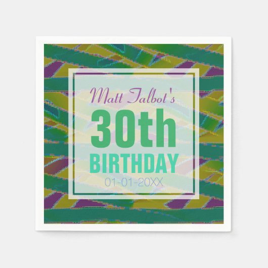抽象芸術シェイプ30th誕生日紙ナプキンス スタンダードカクテルナプキン (正面)