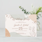 抽象芸術シェイプ&フラワーウェディングパーティー招待状 セーブザデート (スタンド正面)