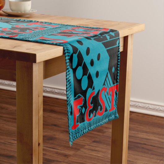 抽象芸術シェイプ、マティススタイル、文字の追加、ショートタグ ショートテーブルランナー (インサイチュ)