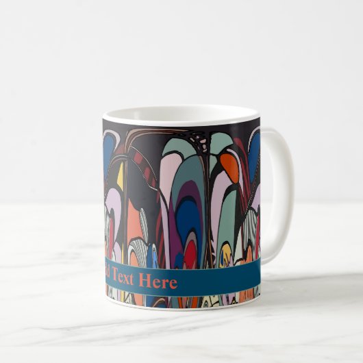 抽象芸術シェイプ、マティススタイル、追加文字、コーヒーM コーヒーマグカップ (正面右)