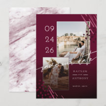 抽象芸術シェイプBurgundy Marble Back & 2枚の写真