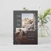 抽象芸術シェイプDark Gray Marble Back & 2枚の写真 セーブザデート (スタンド正面)