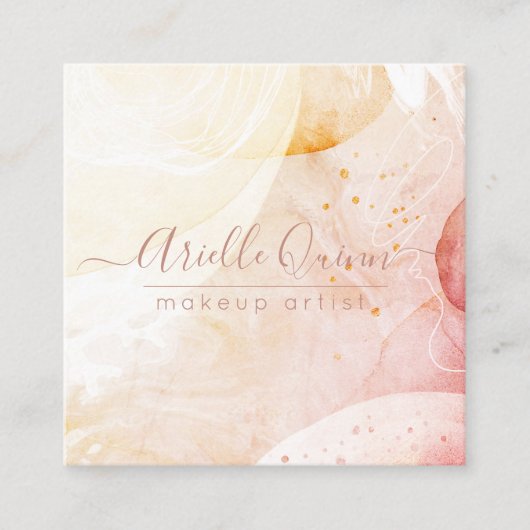 抽象芸術シェイプMake up Artist Water Color スクエア名刺 (正面)