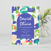 抽象芸術シェイプPhotoWeddingでシームレスなパターン 招待状 (スタンド正面)