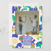 抽象芸術シェイプPhotoWeddingでシームレスなパターン 招待状 (裏面)