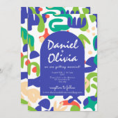 抽象芸術シェイプPhotoWeddingでシームレスなパターン 招待状 (正面/裏面)