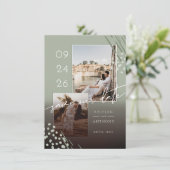 抽象芸術シェイプSage Green Marble Back & 2枚の写真 セーブザデート (スタンド正面)