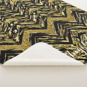 抽象芸術シェブロン金ゴールドと黒パーソナライズされた名 シェルパブランケット (3/4)