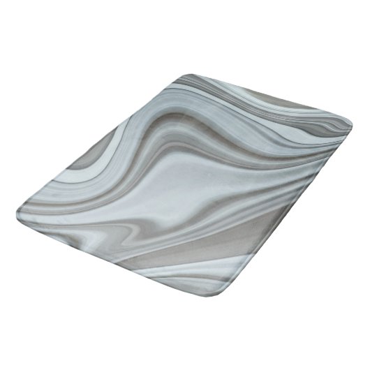 抽象芸術シェードの白と灰色の大理石の渦巻き バスマット (アングル)