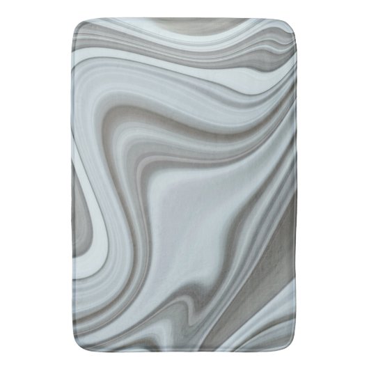 抽象芸術シェードの白と灰色の大理石の渦巻き バスマット (正面縦)