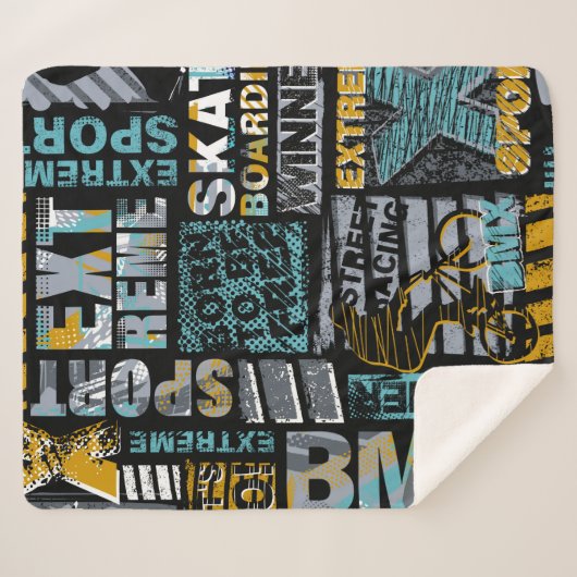 抽象芸術シグランジームレスパターンアーバンスタイルモード シェルパブランケット (正面(横))