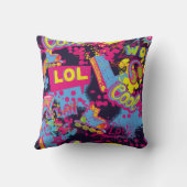 抽象芸術シグランジームレス10代の若者パターン。漫画 クッション (裏面)