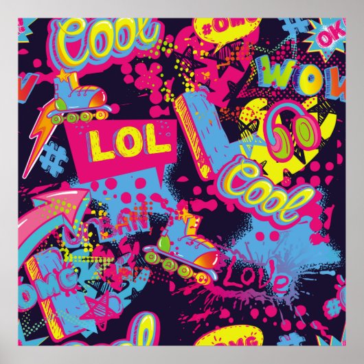 抽象芸術シグランジームレス10代の若者パターン。漫画 ポスター (正面)