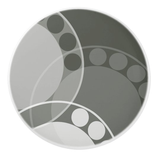 抽象芸術シダの花 – ダークグリーン – 引き出しノブ セラミックノブ (正面)