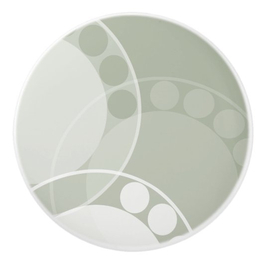 抽象芸術シダの花 – ダークグリーン – 引き出しノブ セラミックノブ (正面)