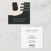 抽象芸術シックなセラミックテクスチャブラック赤面斑点 スクエア名刺 (正面/裏面)