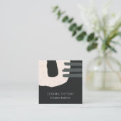 抽象芸術シックなセラミックテクスチャブラック赤面斑点 スクエア名刺 (スタンド正面)